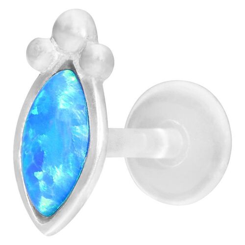 Silver Blue Bindi Opal Push-Fit Labret