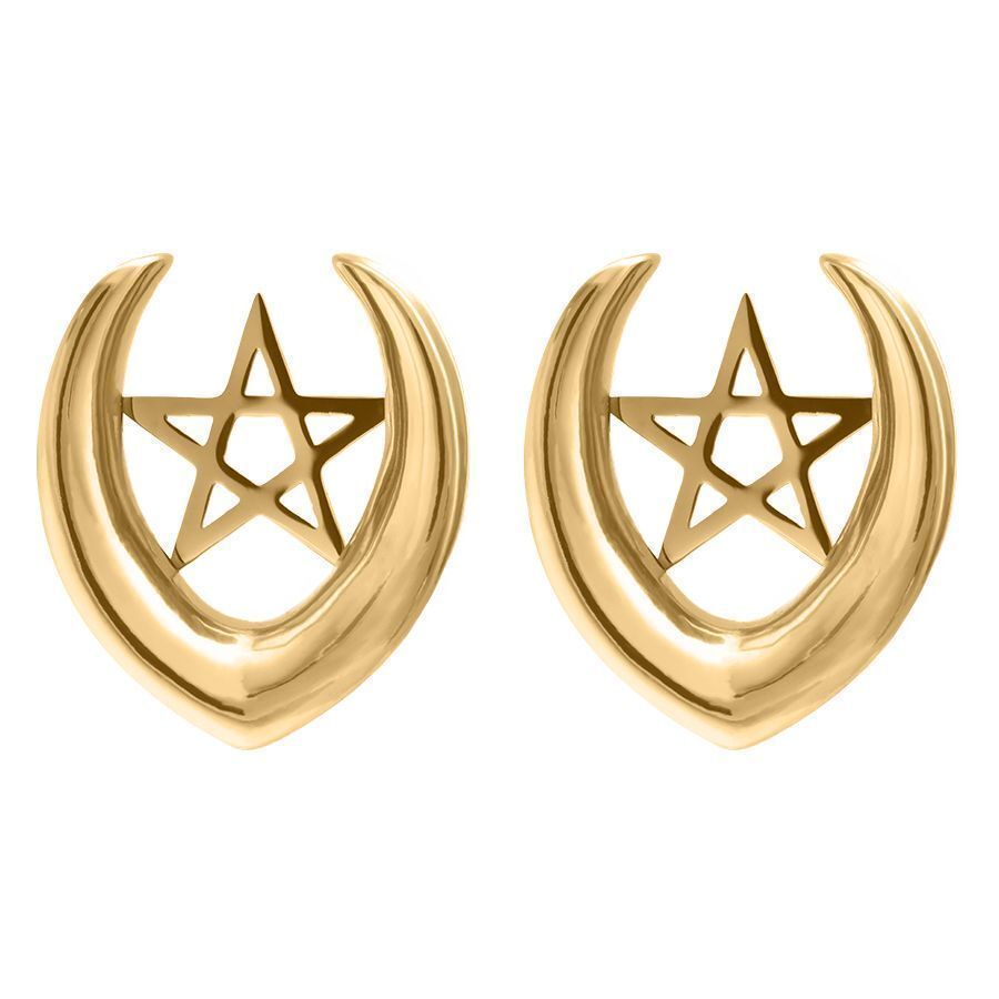 Ear Saddles Gold Pentagram